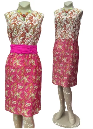 1960s Pink Paisley Nylon Mini Shift Dress • Mod