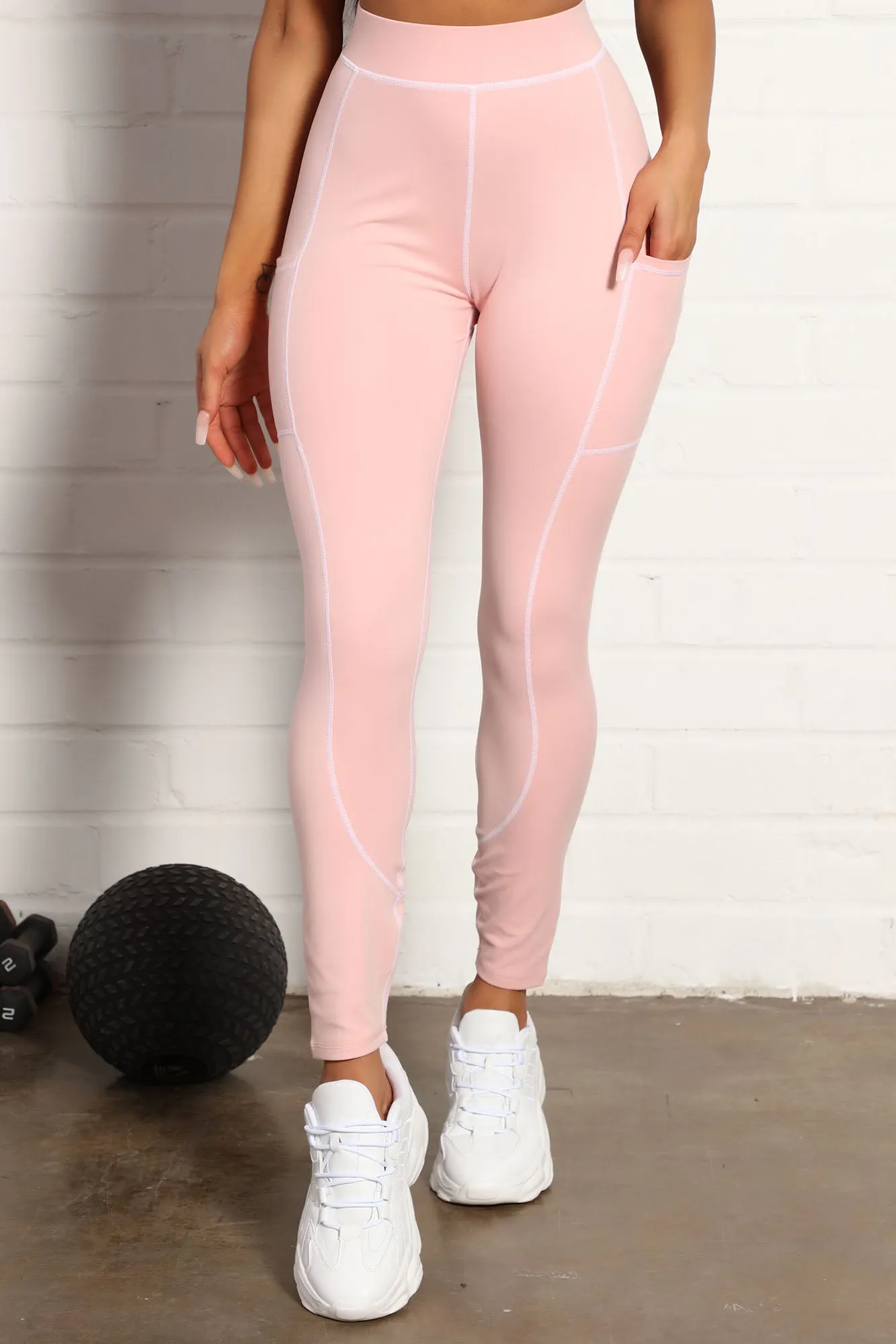 All You Got Active Contrast Stitch Super Soft Legging - Blush