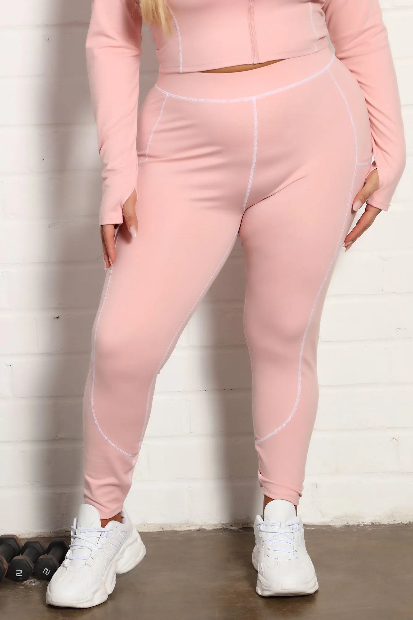 All You Got Active Contrast Stitch Super Soft Legging - Blush
