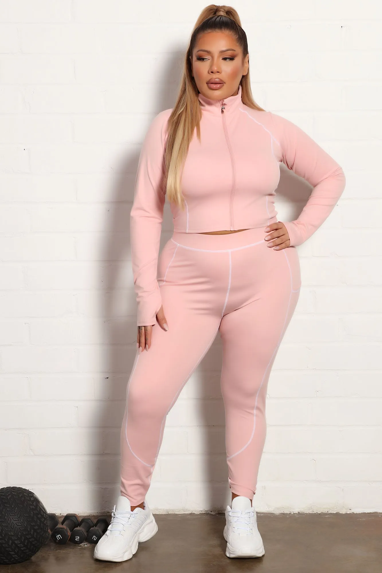All You Got Active Contrast Stitch Super Soft Legging - Blush