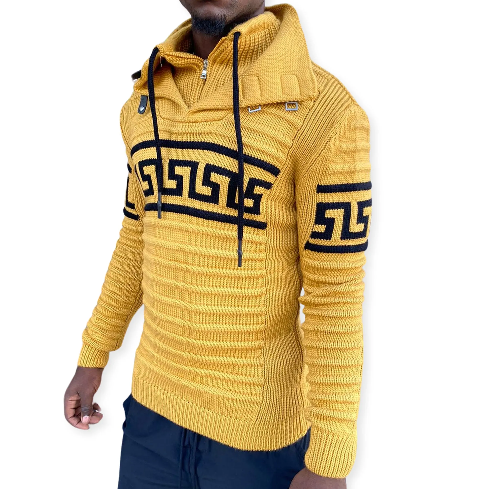 [Alvin] Yellow Men's Heavy Wool Quarter Zip Sweater