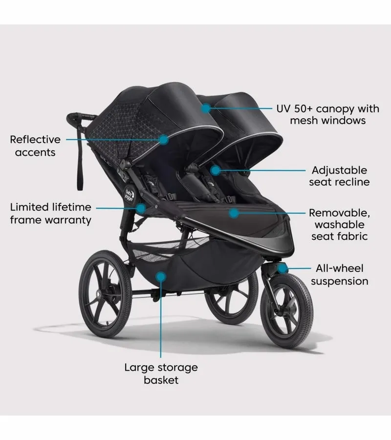 Baby Jogger Summit X3 Double Jogging Stroller - Midnight Black