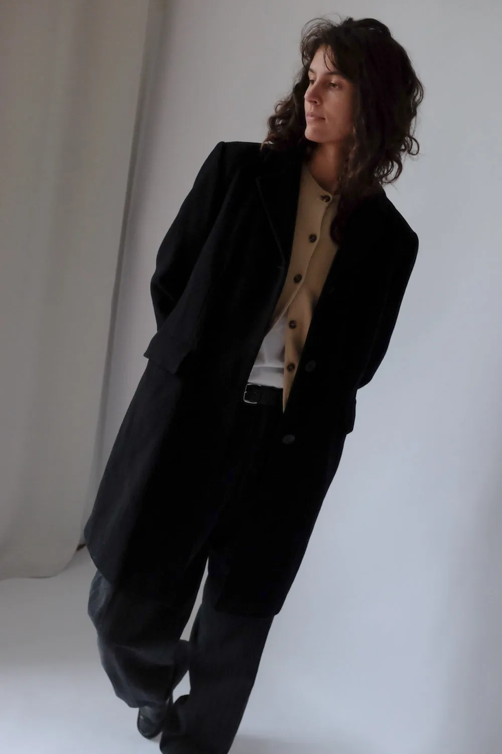 BLACK CLASSY WOOL BLAZER COAT