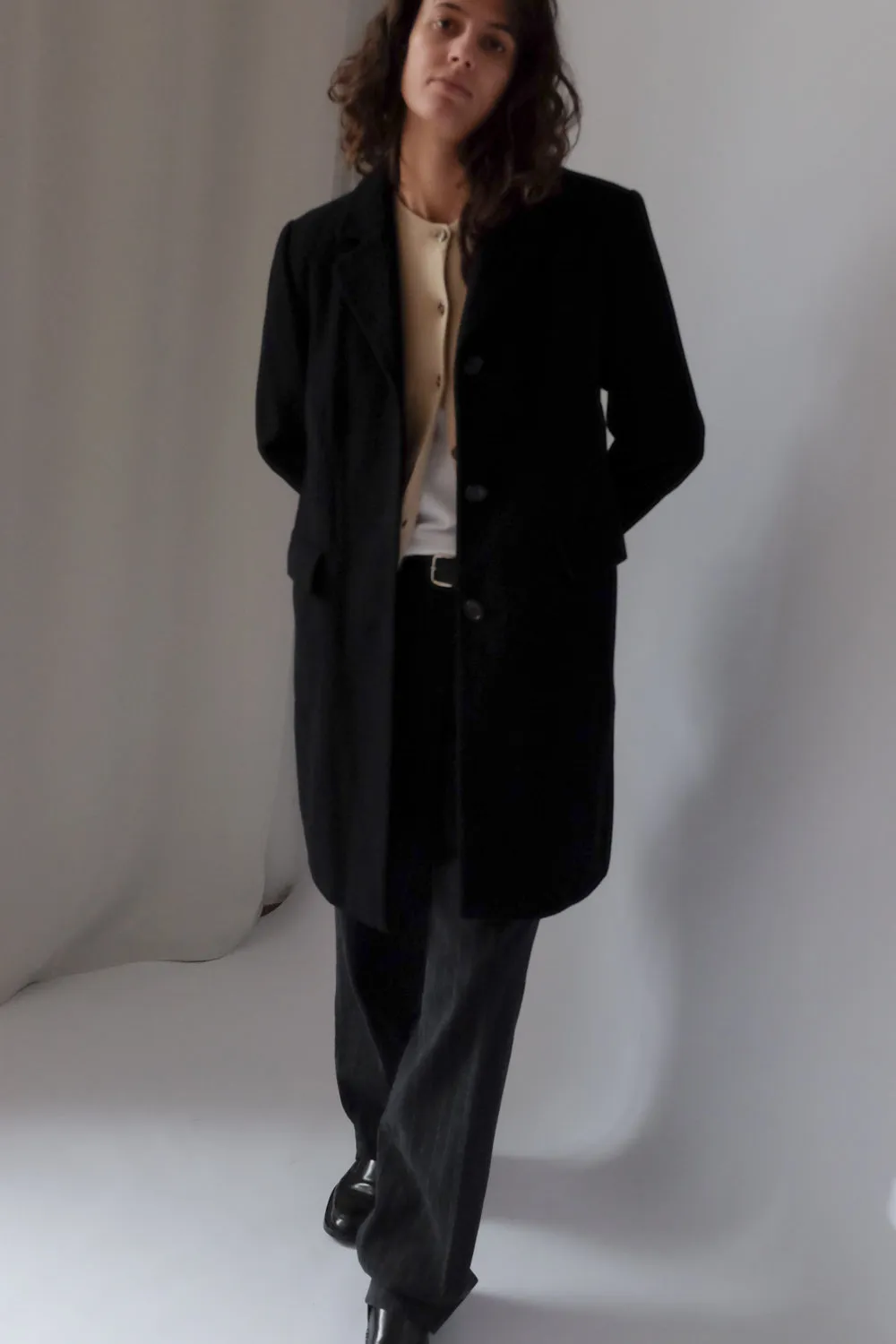 BLACK CLASSY WOOL BLAZER COAT