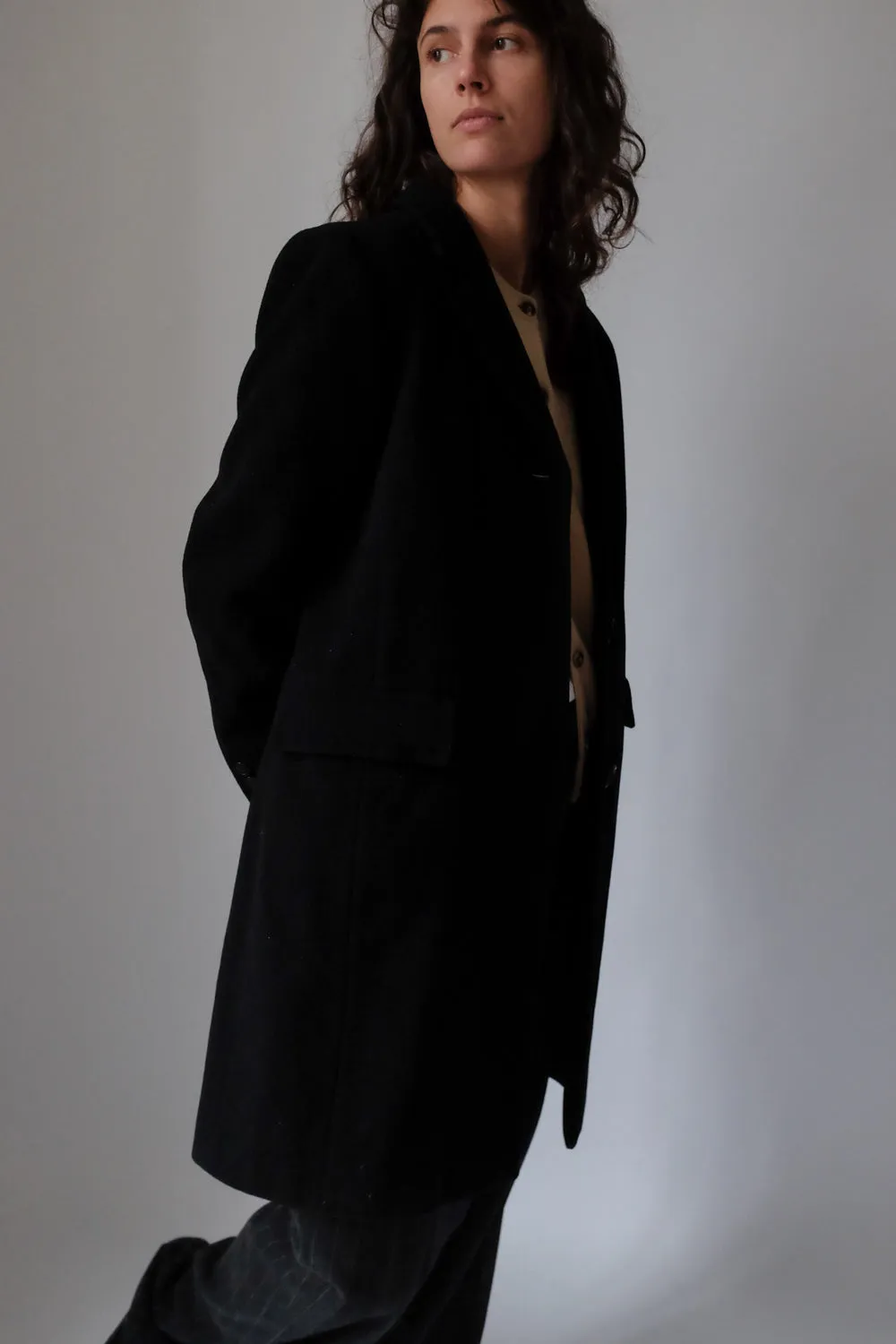 BLACK CLASSY WOOL BLAZER COAT
