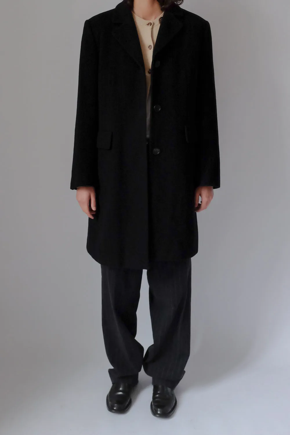 BLACK CLASSY WOOL BLAZER COAT