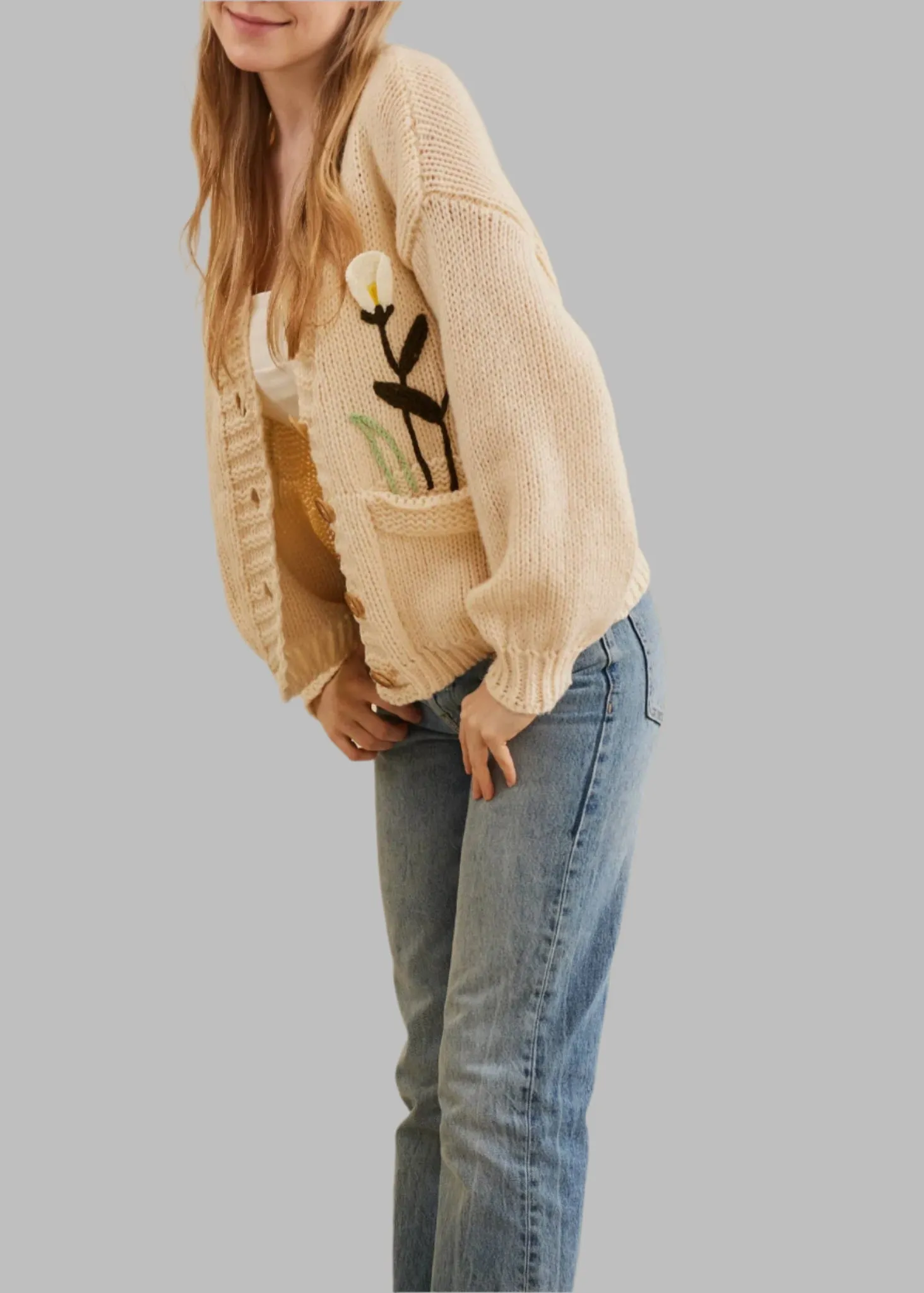 Bloom Where You're Planted Embroidered Knit Cardigan