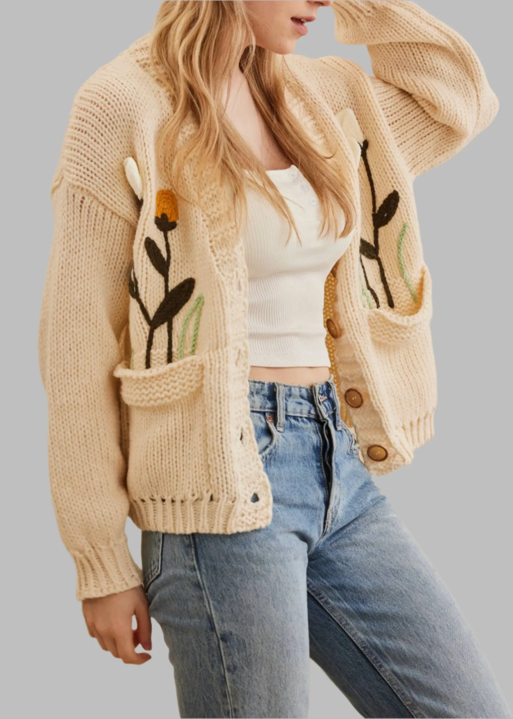 Bloom Where You're Planted Embroidered Knit Cardigan