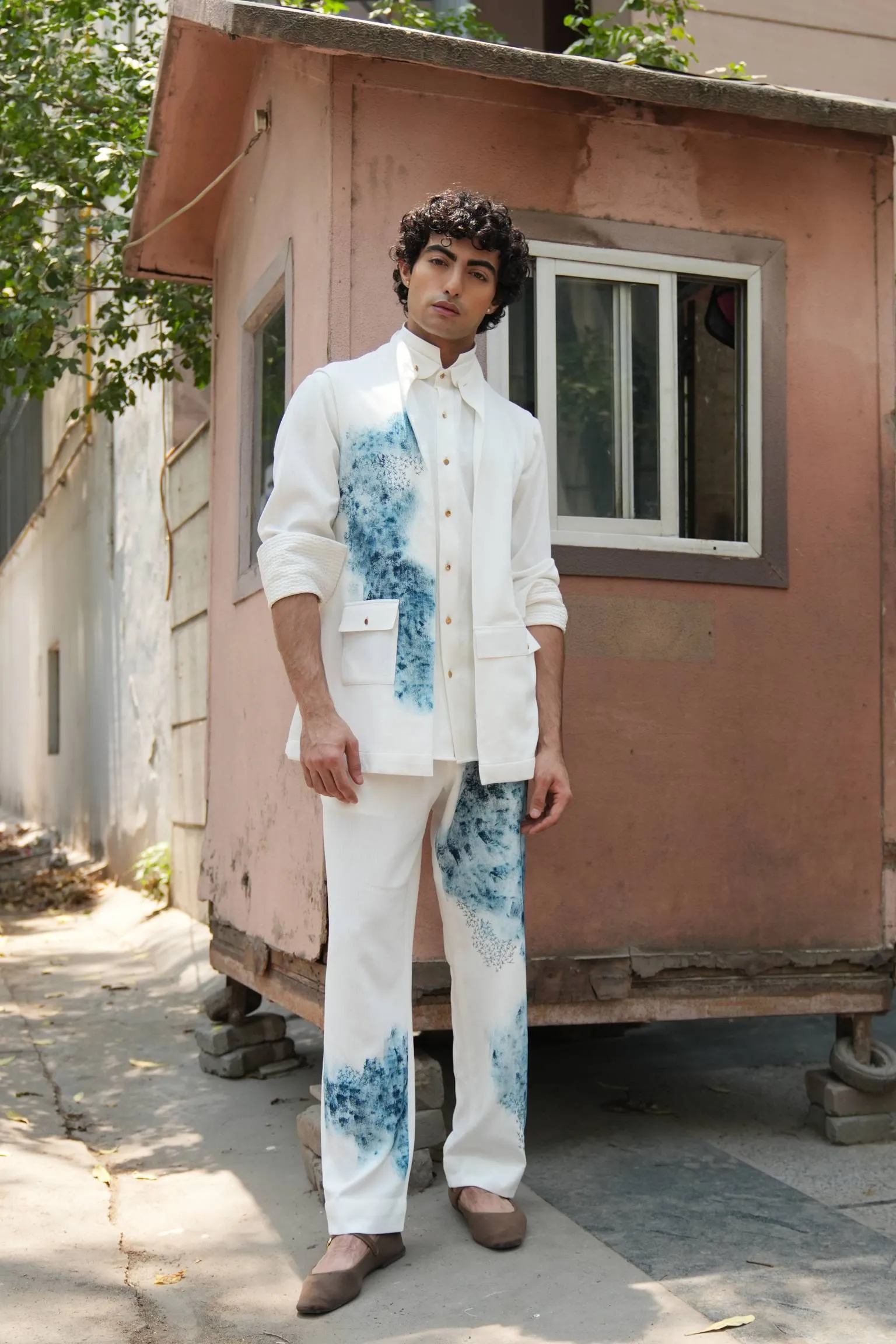 Blue Ink Overshirt Set