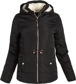 Bungge Cozy Puffer W/ Faux Fur Line  Black
