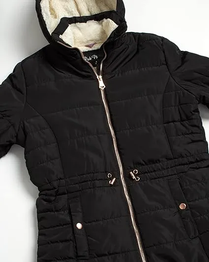 Bungge Cozy Puffer W/ Faux Fur Line  Black