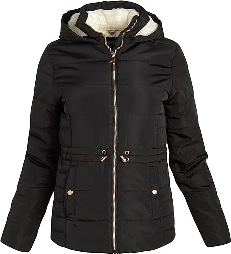 Bungge Cozy Puffer W/ Faux Fur Line  Black