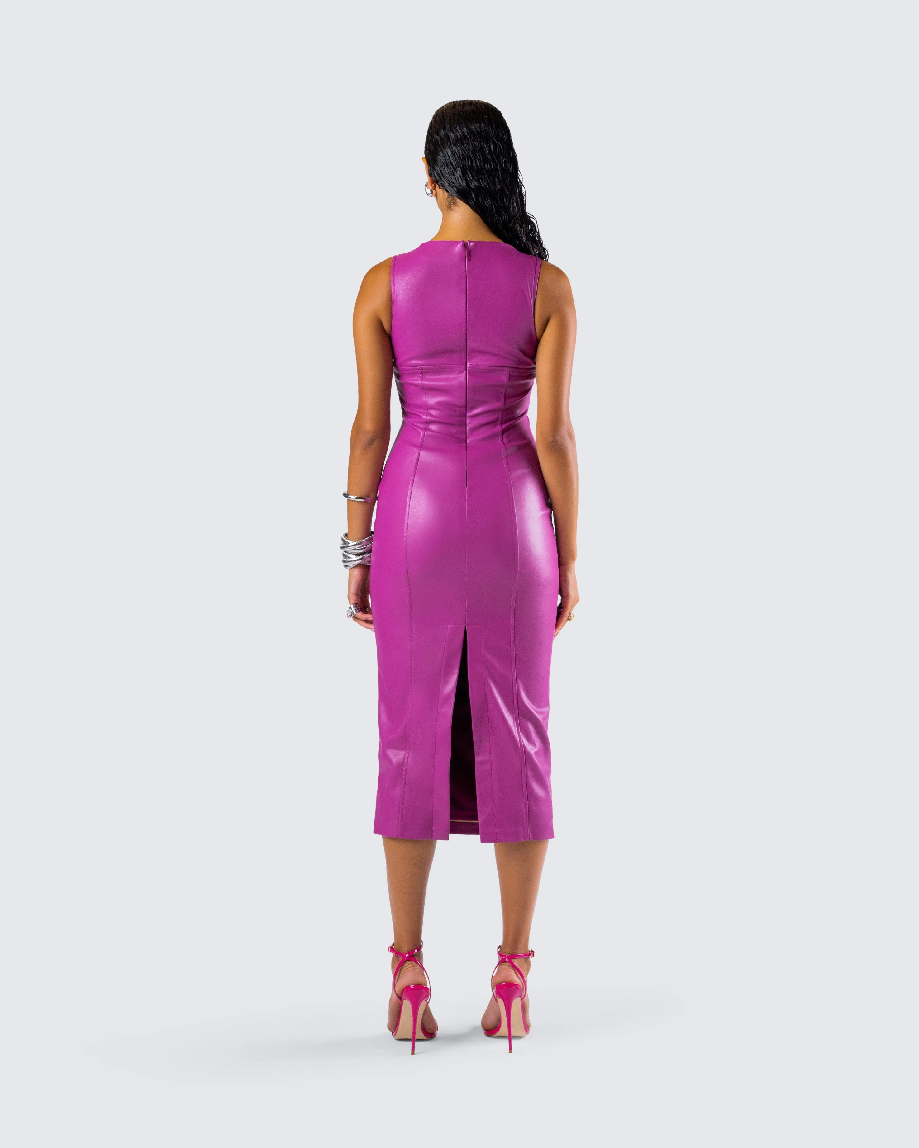 Caisyn Magenta Midi Dress