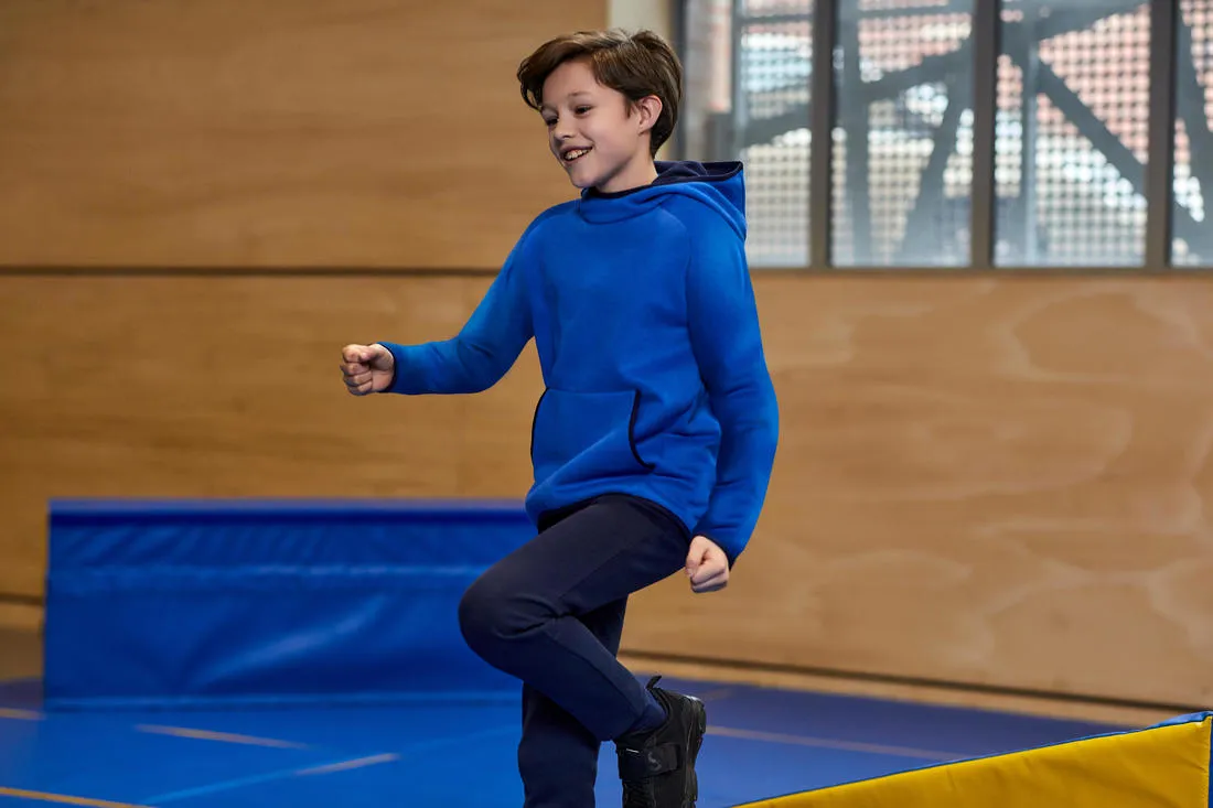 Domyos Kid's Warm Brushed Jersey Jogging Bottoms - Navy