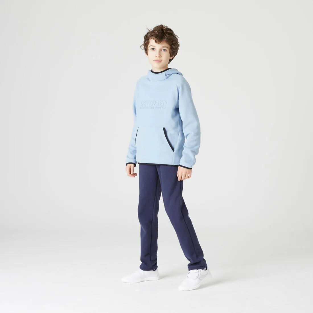 Domyos Kid's Warm Brushed Jersey Jogging Bottoms - Navy