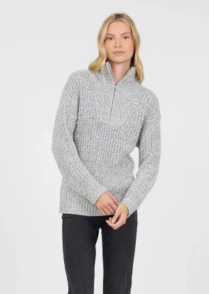 Erwin Half Zip Sweater | Chalk Mix
