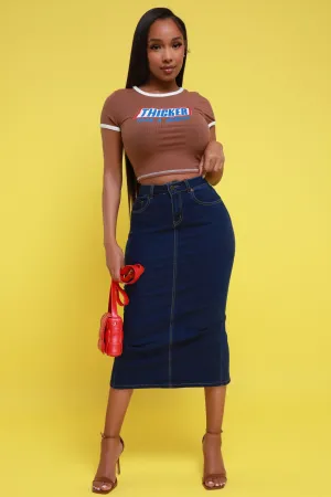 Finish First Denim Midi Skirt - Medium Wash