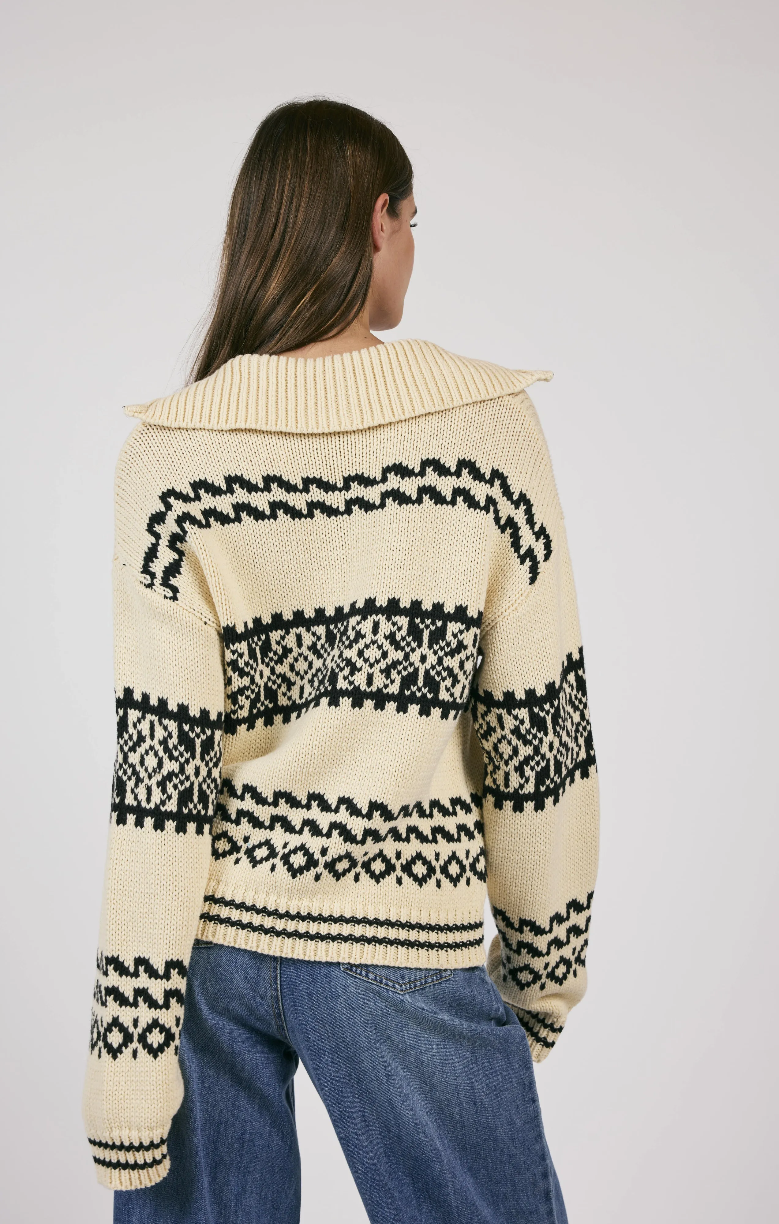 Great Outdoors Half Zip Sweater | Cream & Black