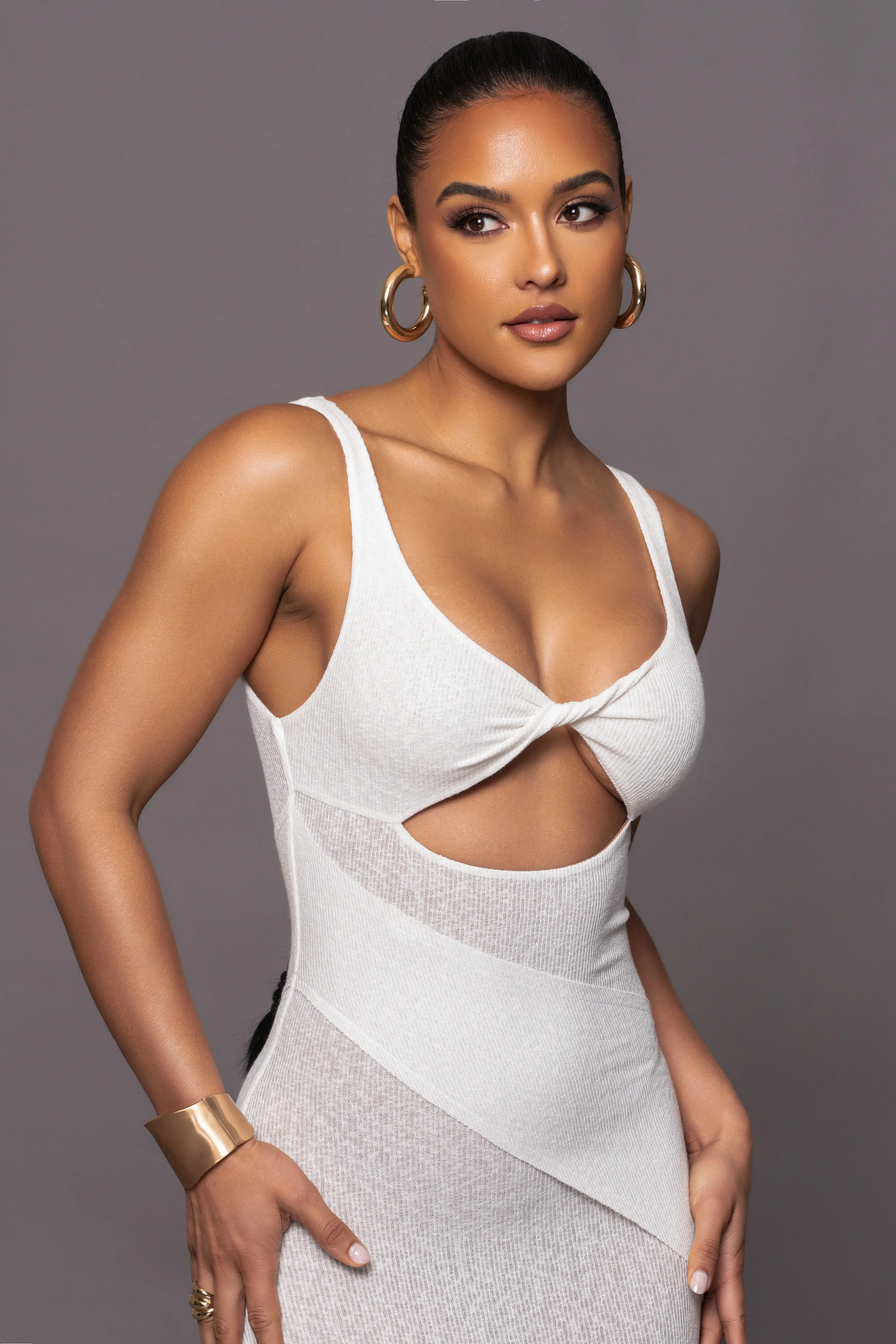 Ivory Shift Of Feelings Midi Dress