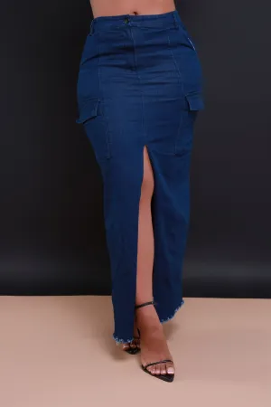 Just In Case High Rise Denim Skirt - Dark Wash