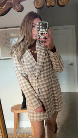 Kylie Tailored Plaid Coat