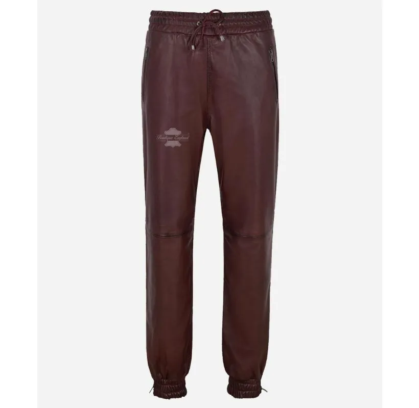 LEATHER JOGGING BOTTOM MEN'S LEATHER TROUSERS TRACKPANTS
