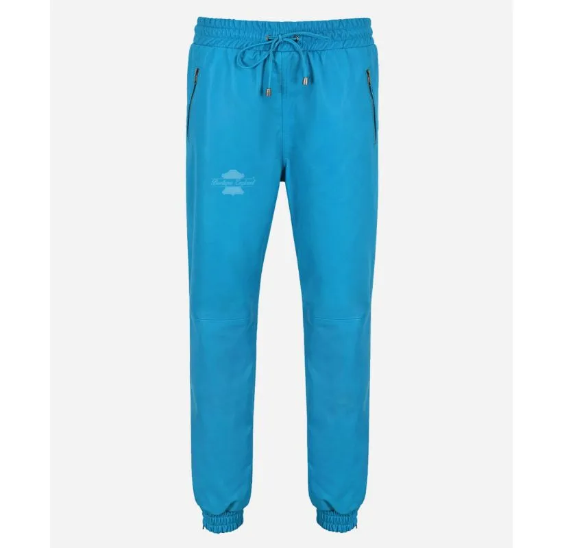 LEATHER JOGGING BOTTOM MEN'S LEATHER TROUSERS TRACKPANTS