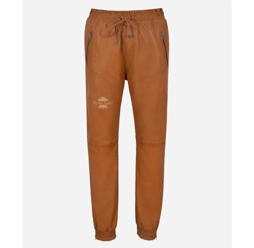 LEATHER JOGGING BOTTOM MEN'S LEATHER TROUSERS TRACKPANTS