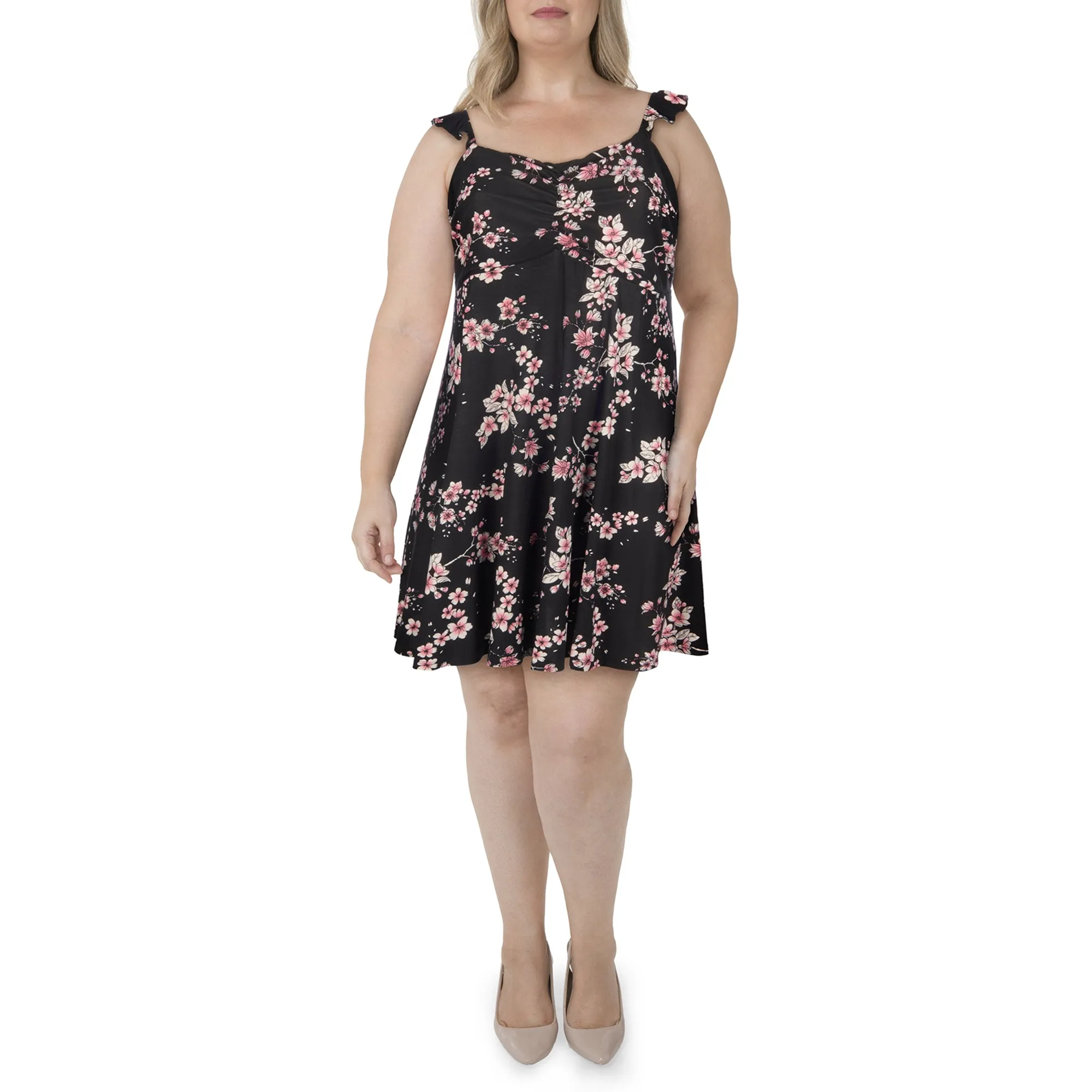 lily morgan Women's Plus Tropical Printed Skater Dress