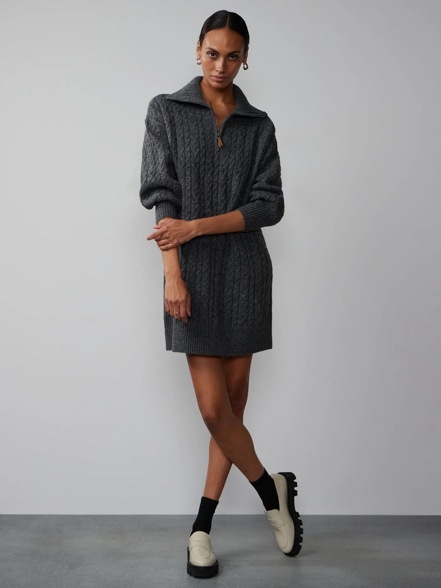 Long Sleeve Cable Knit Sweater Dress