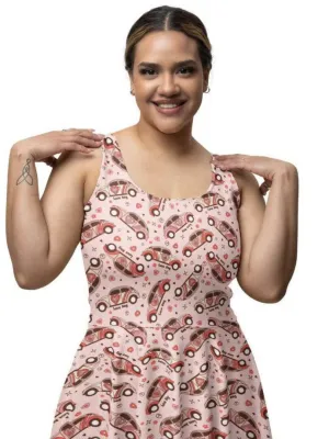 Love Bugs Knee Length Skater Dress with Pockets