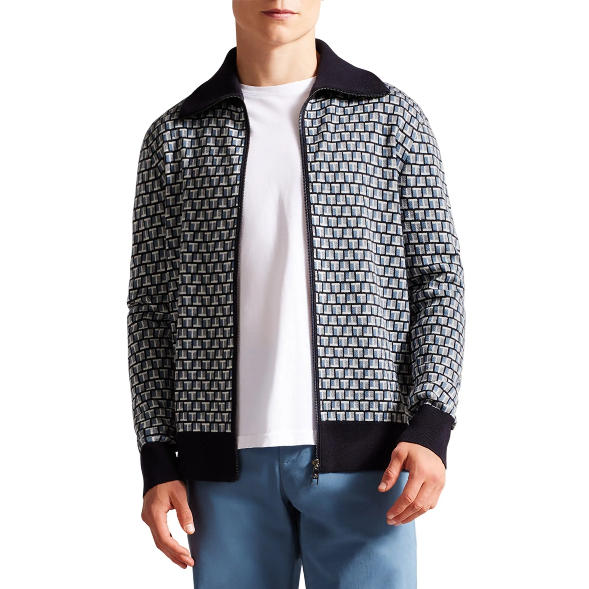 Men Mmk-Teeflow-Ls Regular Zip Through Knit - Blue