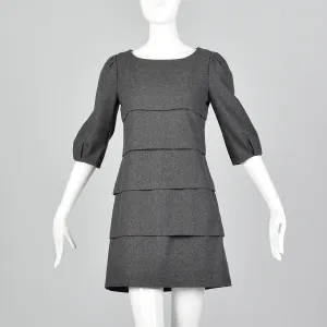 Miu Miu Layered Gray Wool Mini Dress