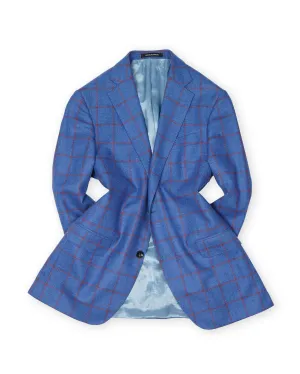 Oscar Jacobson - Blue Windowpane Loro Piana Wool/Cashmere/Silk Sports Jacket and Vest 48