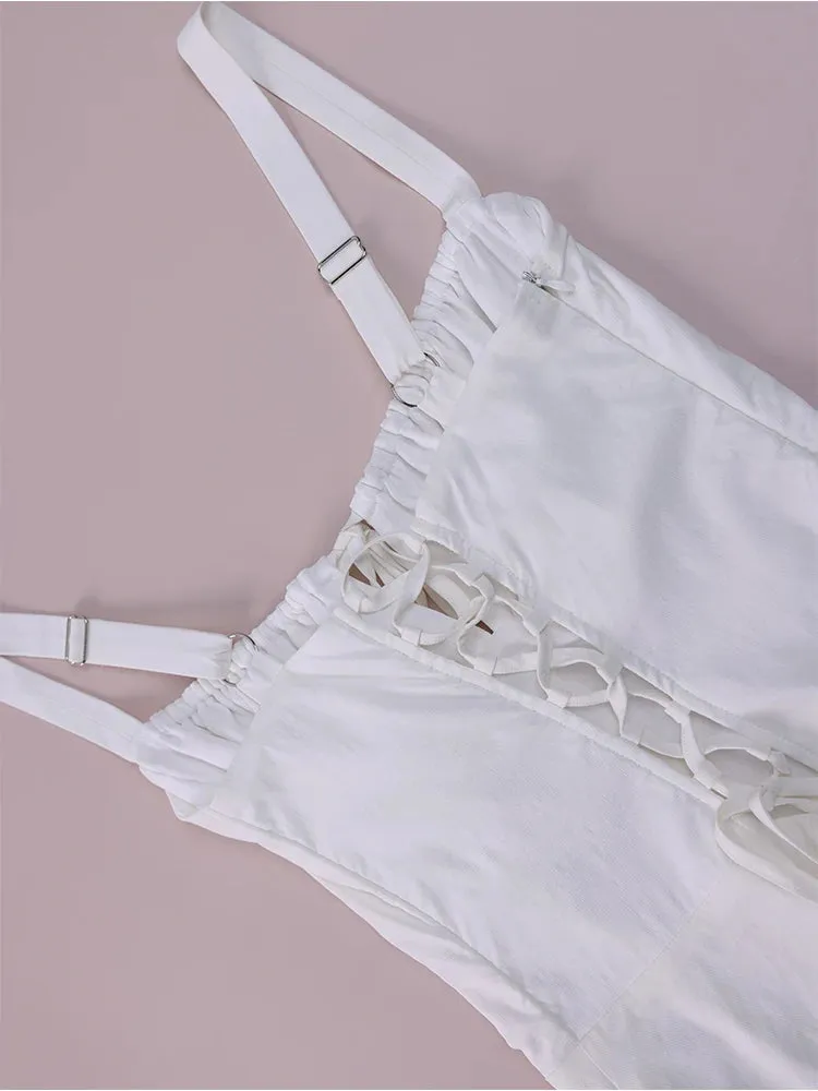 Paisley Corset Mini White Dress