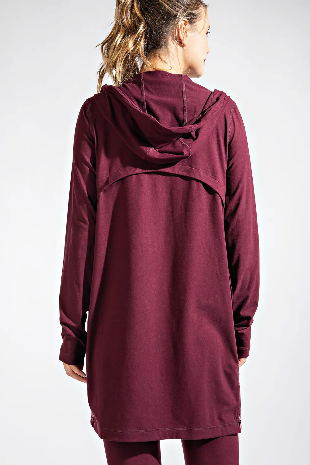 Plus Size Long Hooded Active Jacket - Multiple Colors