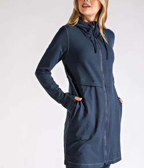 Plus Size Long Hooded Active Jacket - Multiple Colors