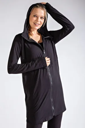 Plus Size Long Hooded Active Jacket - Multiple Colors