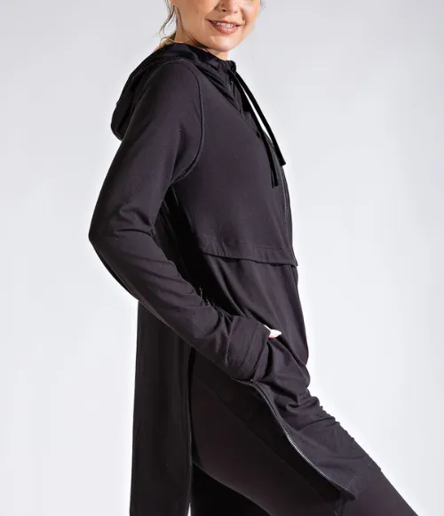 Plus Size Long Hooded Active Jacket - Multiple Colors