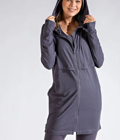 Plus Size Long Hooded Active Jacket - Multiple Colors