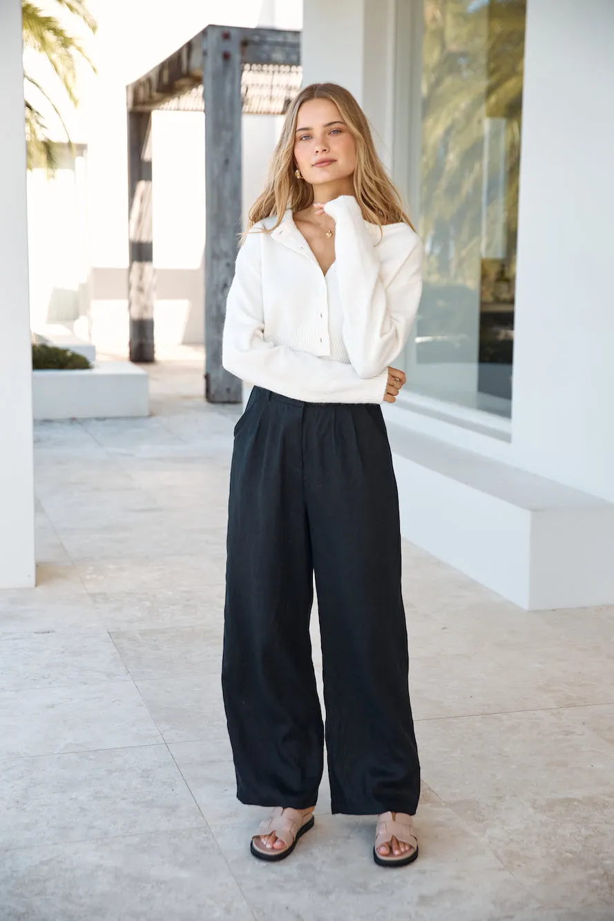 Riviera Bliss Linen Pants Black