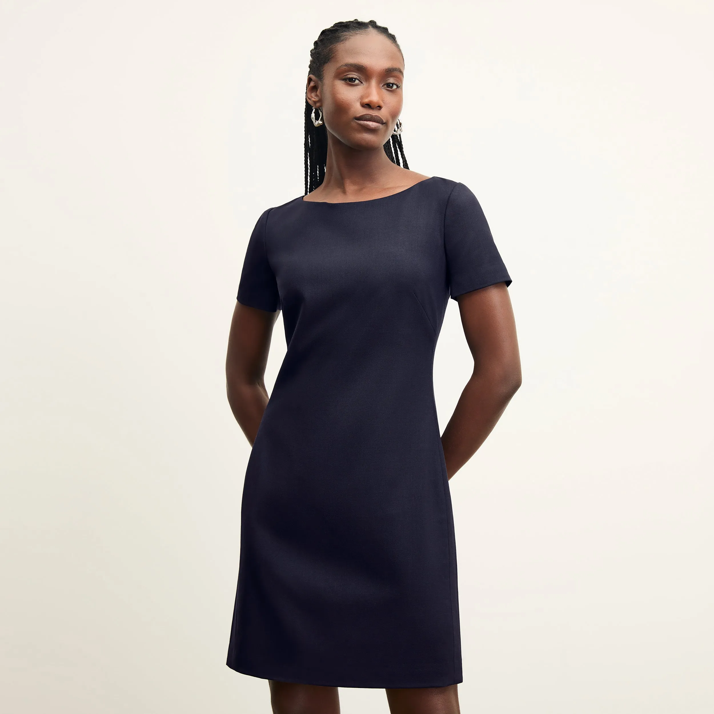 Rosie Dress - Washable Wool Twill :: Dark Navy