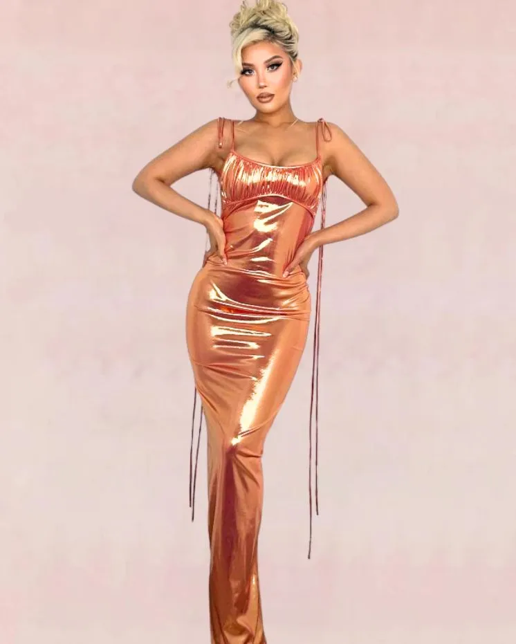 Sheath Bodycon Maxi Dress - Pink