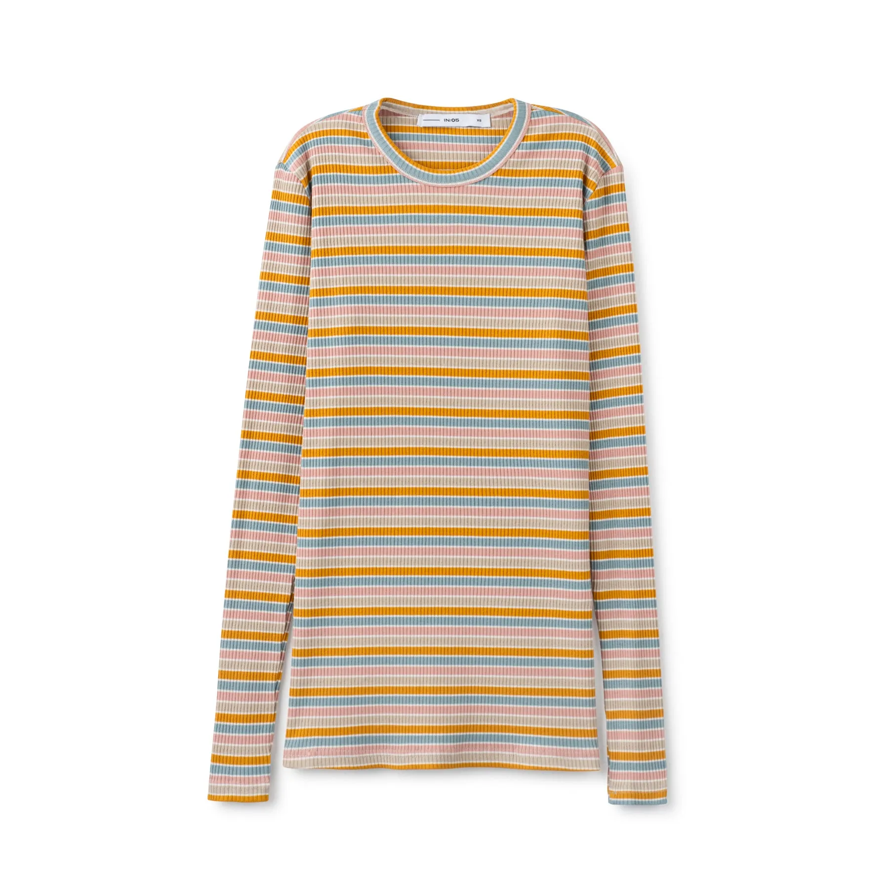 Signature Ribbed Tee IN: Striped Pastels