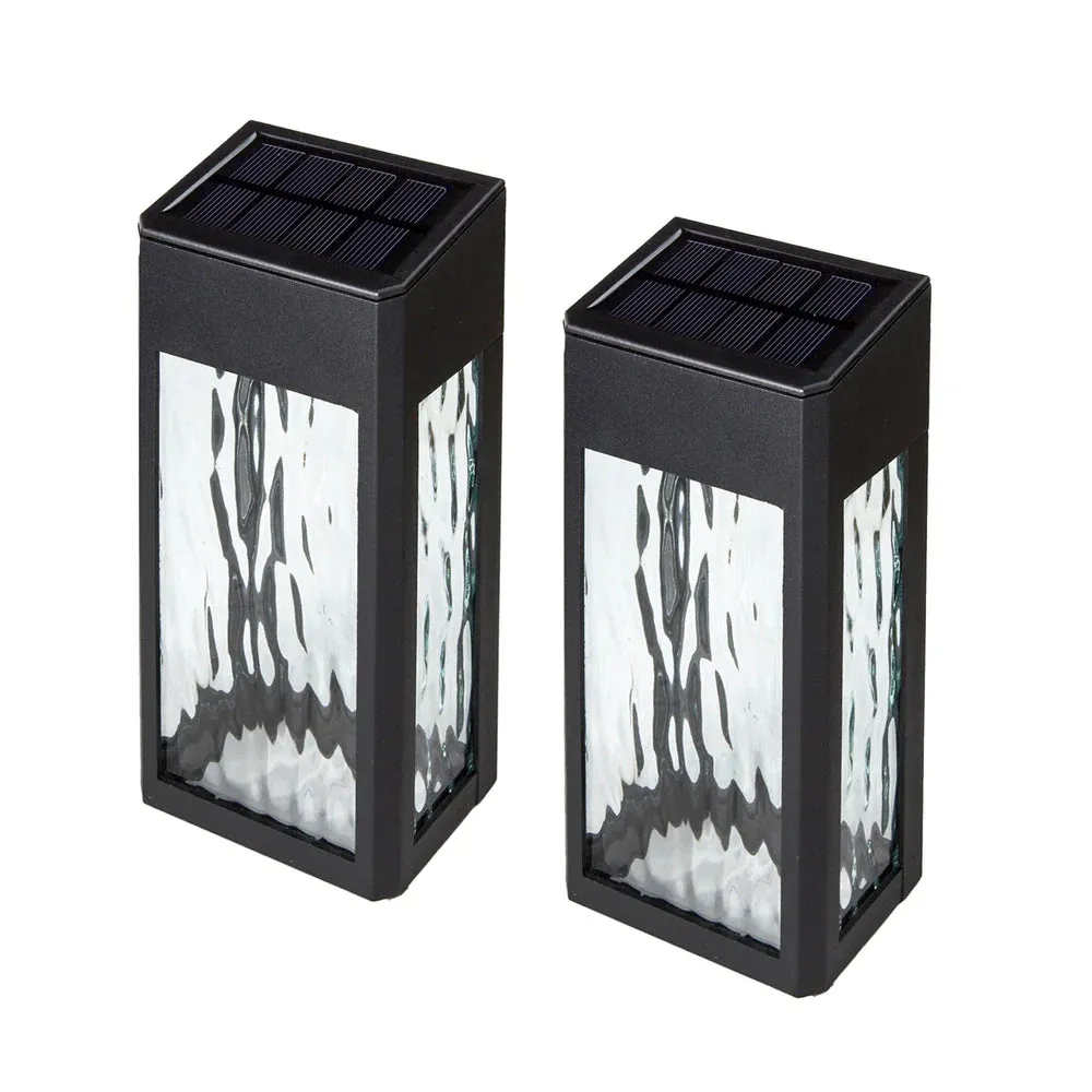 Solar Wall Light - Classy Caps Black Aluminum Lancaster Deck & Wall Light - 2 Pack, SWL888