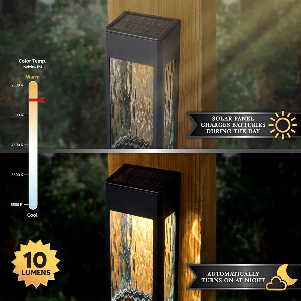 Solar Wall Light - Classy Caps Black Aluminum Lancaster Deck & Wall Light - 2 Pack, SWL888
