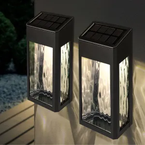 Solar Wall Light - Classy Caps Black Aluminum Lancaster Deck & Wall Light - 2 Pack, SWL888