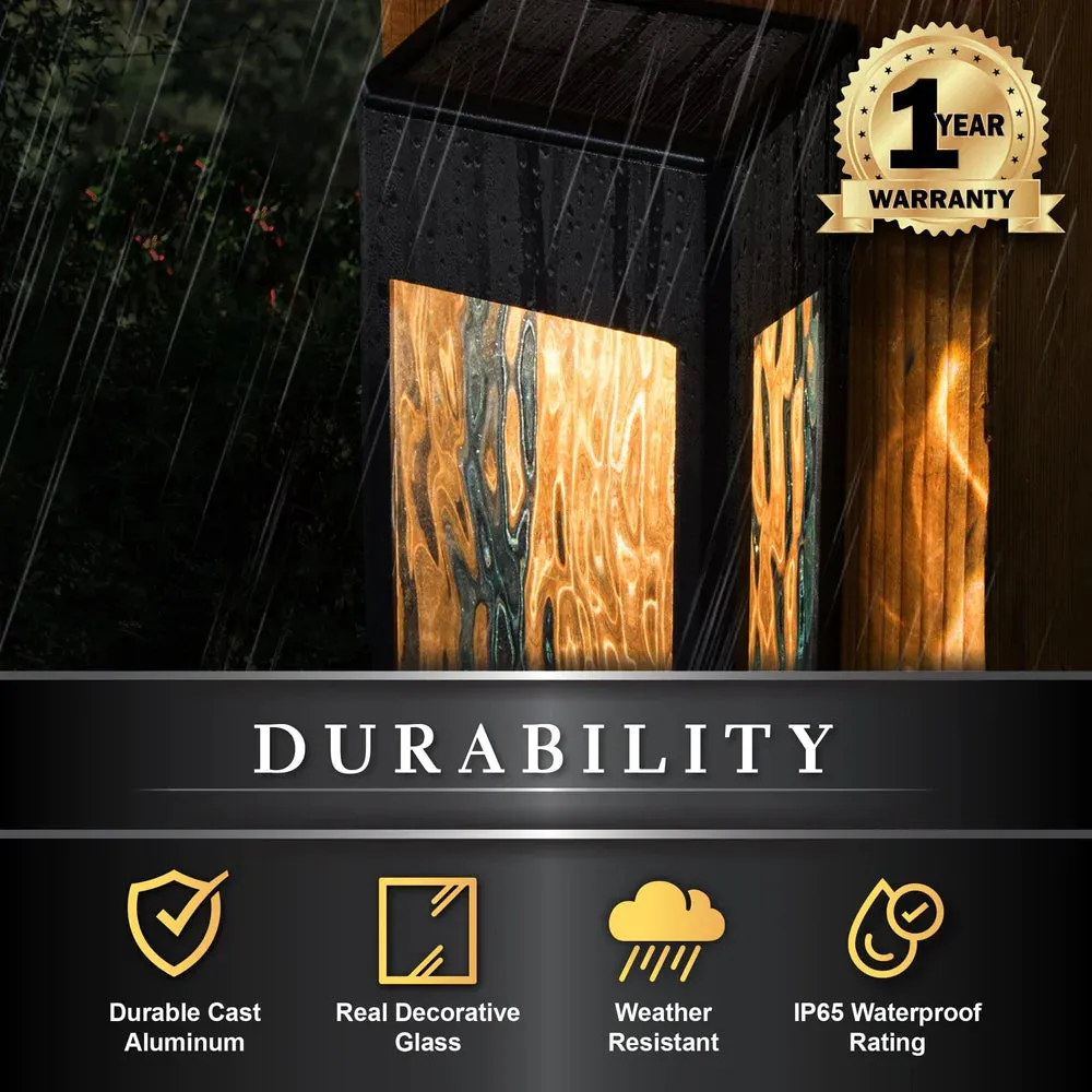 Solar Wall Light - Classy Caps Black Aluminum Lancaster Deck & Wall Light - 2 Pack, SWL888