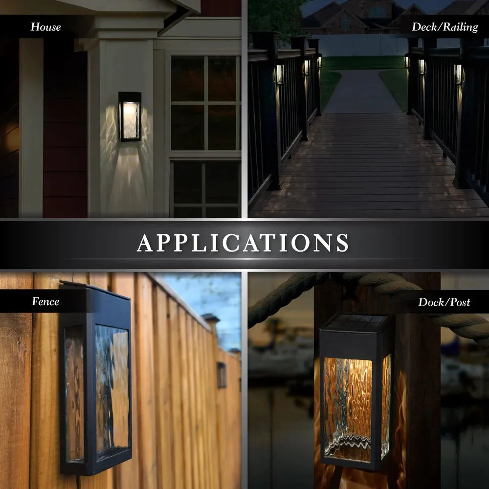 Solar Wall Light - Classy Caps Black Aluminum Lancaster Deck & Wall Light - 2 Pack, SWL888