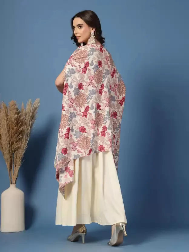 Stylish Floral Crop Top Set with Shrug